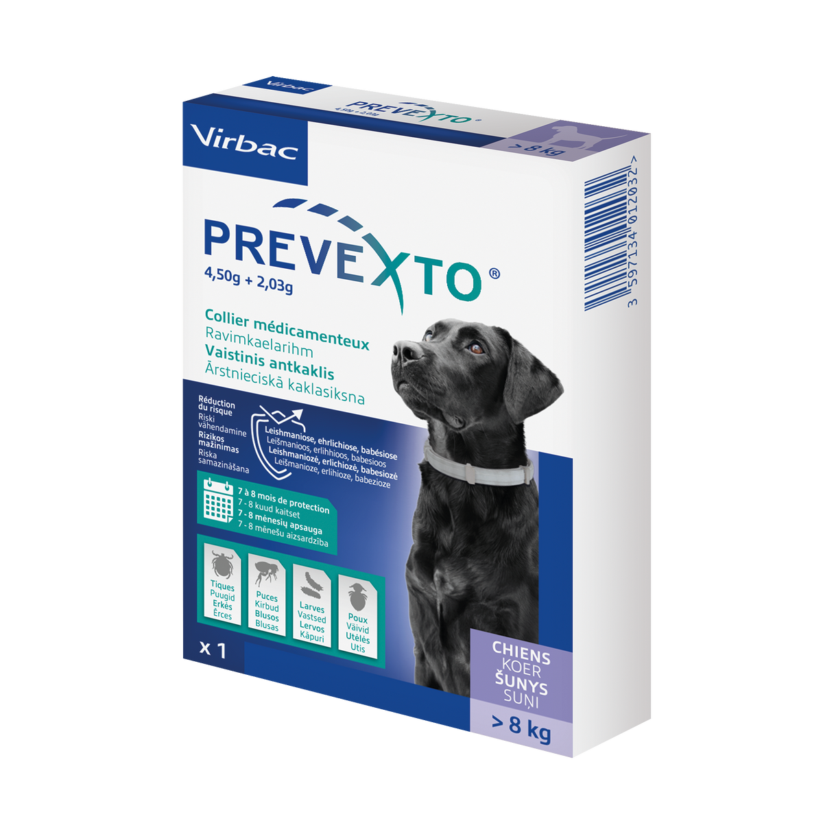 Prevexto collier médicamenteux antiparasitaire chien