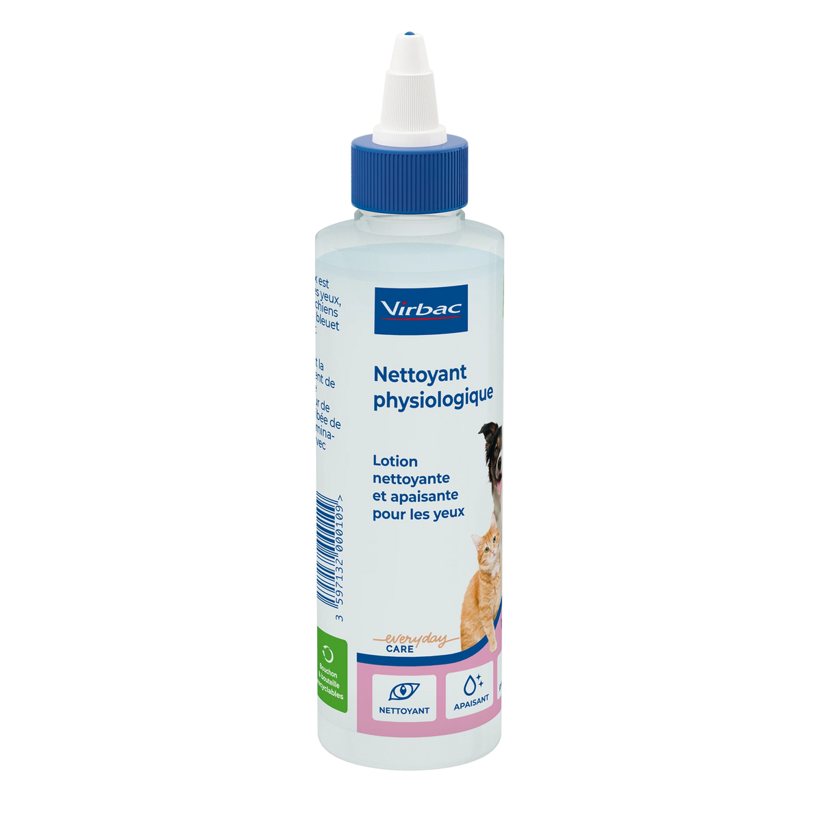 Nettoyant physiologique pour les yeux chien, chat