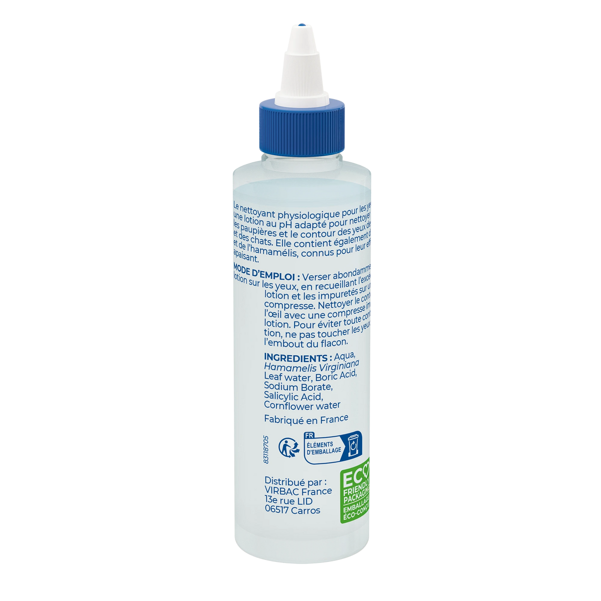 Nettoyant physiologique pour les yeux chien, chat