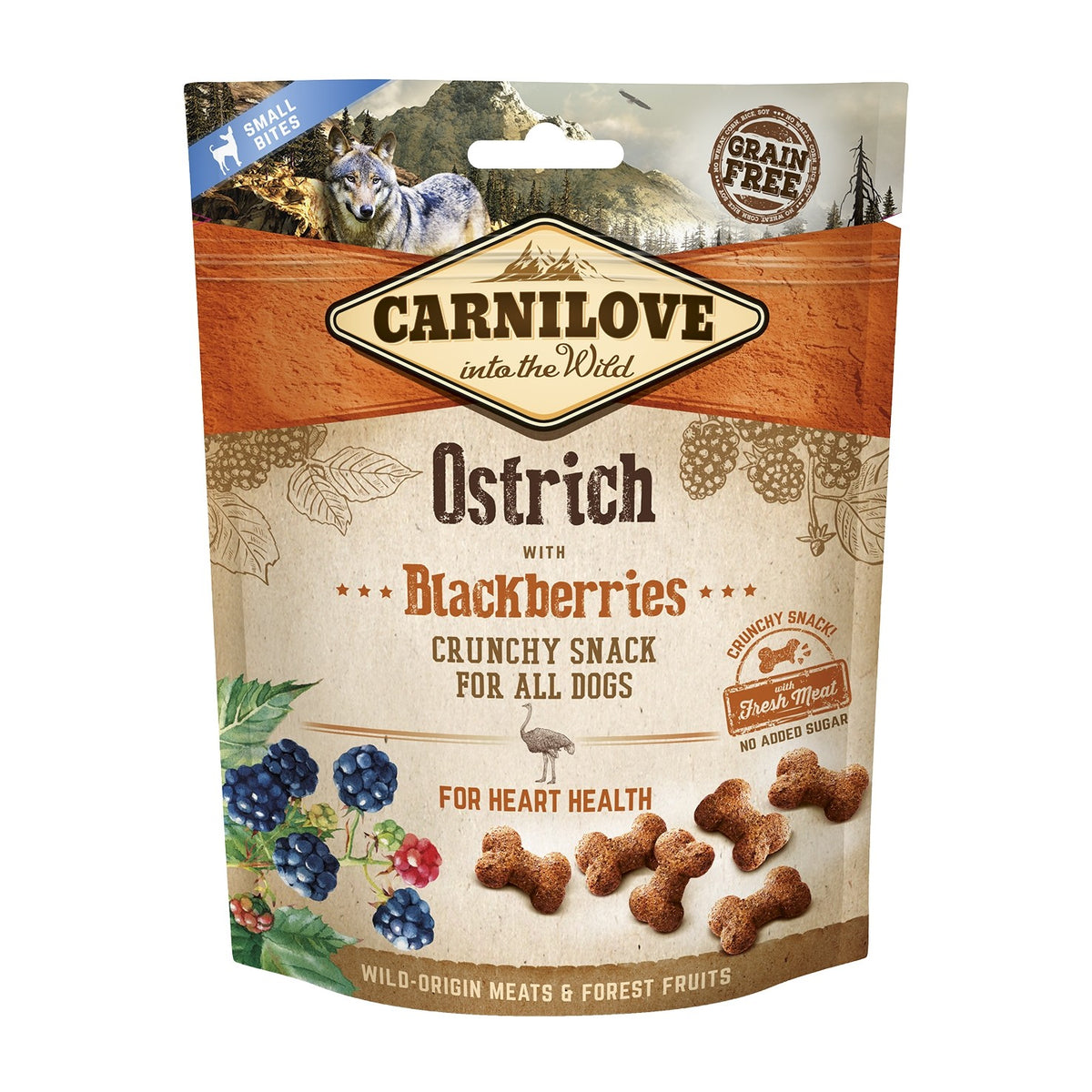 Crunchy Snack autruche et mûres chien