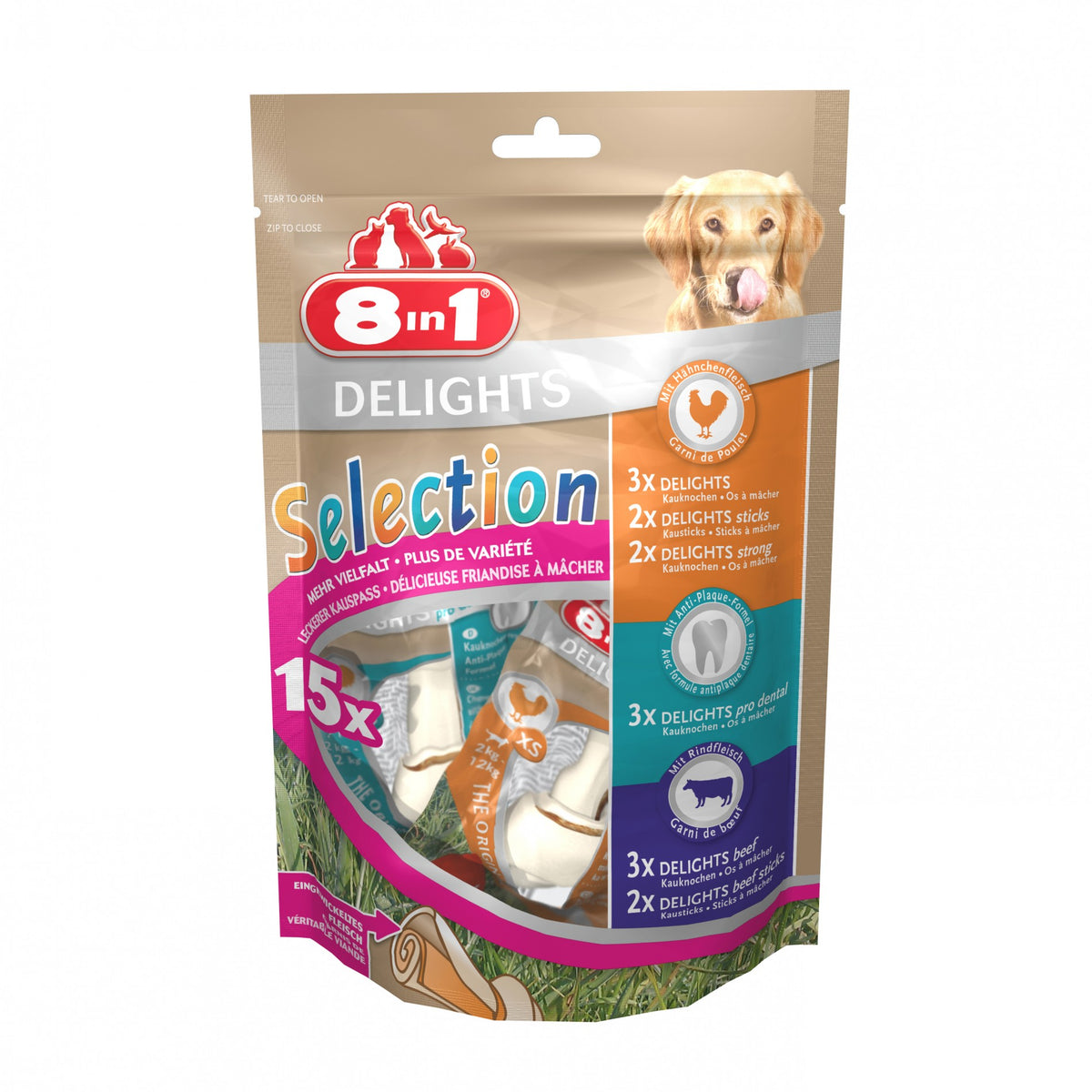 Os & bâtonnets à mâcher 8in1 Delights Selection XS chien