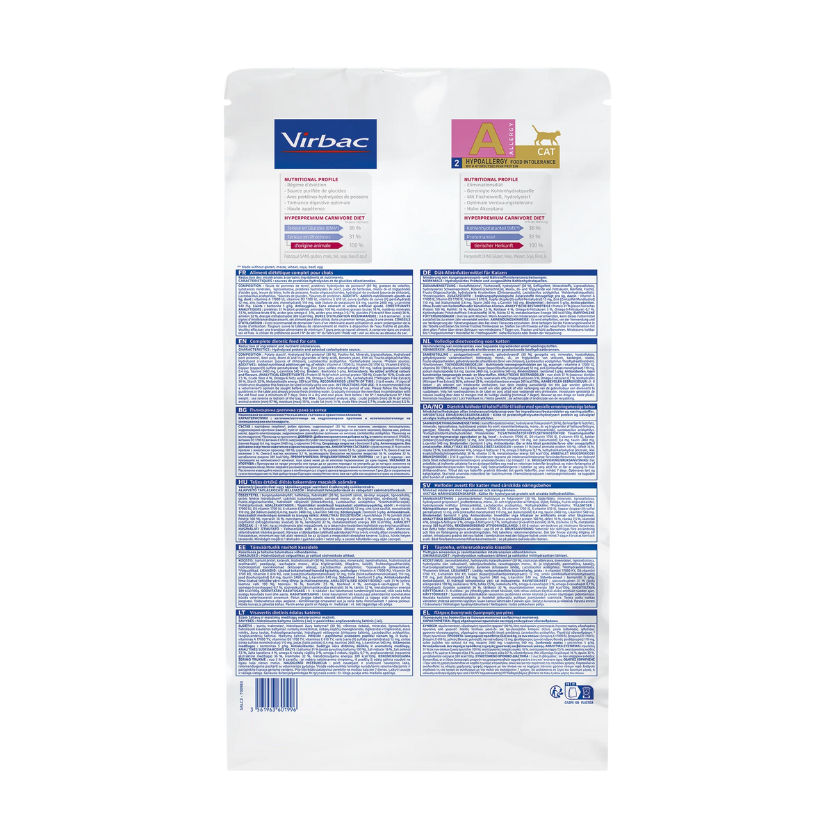 Virbac Veterinary HPM Diététique Hypoallergy Food Intolerance - croquettes chat
