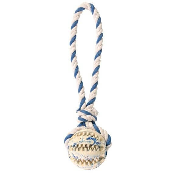 Corde de jeu avec balle en caoutchouc naturel chien