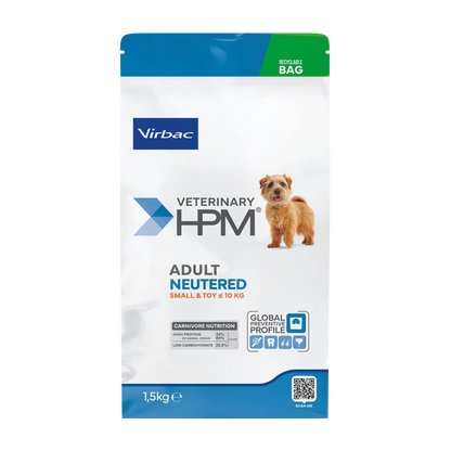 Veterinary HPM Adult Neutered Dog Small &amp; Toy - croquettes chien