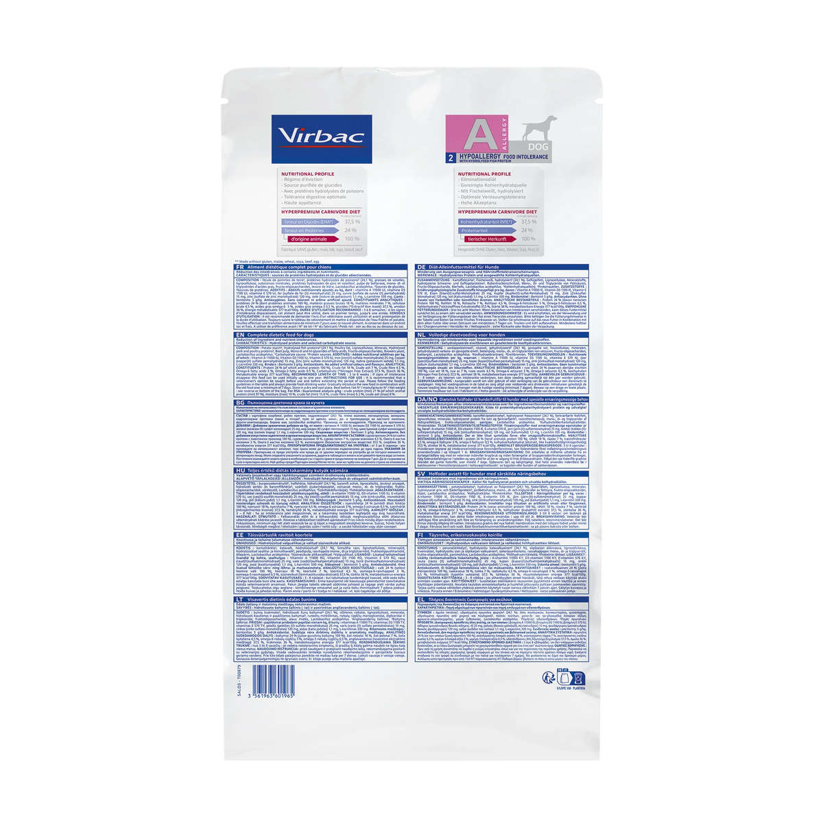 Virbac Veterinary HPM Diététique Hypoallergy Food Intolerance - croquettes chien