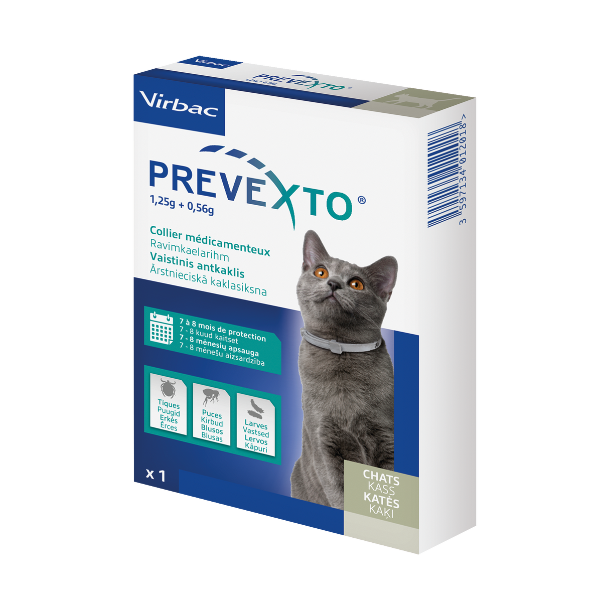 Prevexto collier antiparasitaire protection de 7 à 8 mois chat