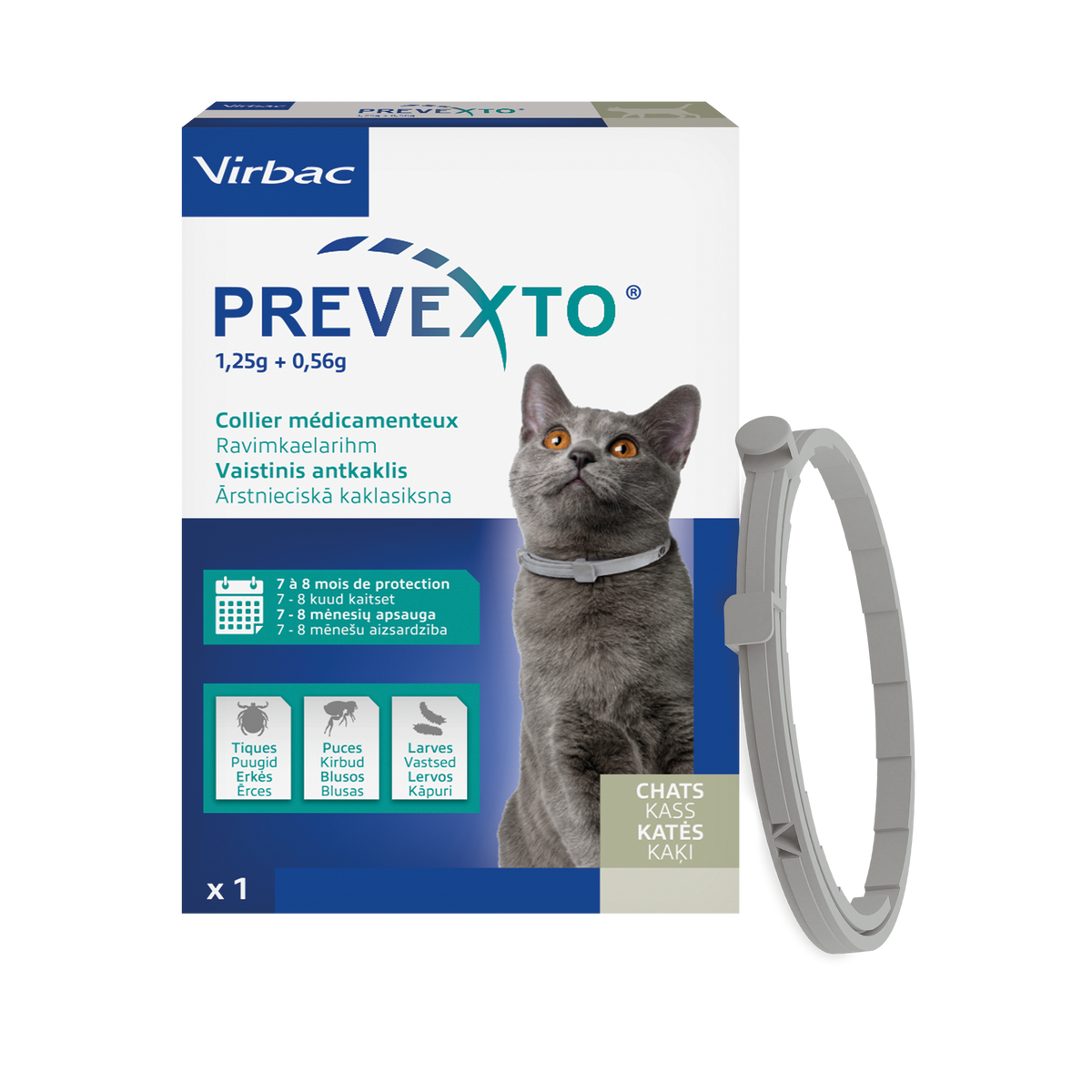 Prevexto collier antiparasitaire protection de 7 à 8 mois chat