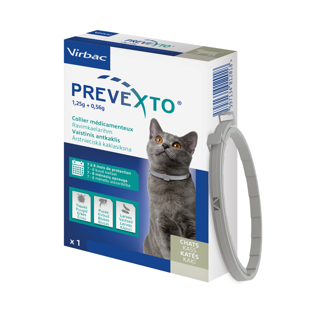 Prevexto collier antiparasitaire protection de 7 à 8 mois chat