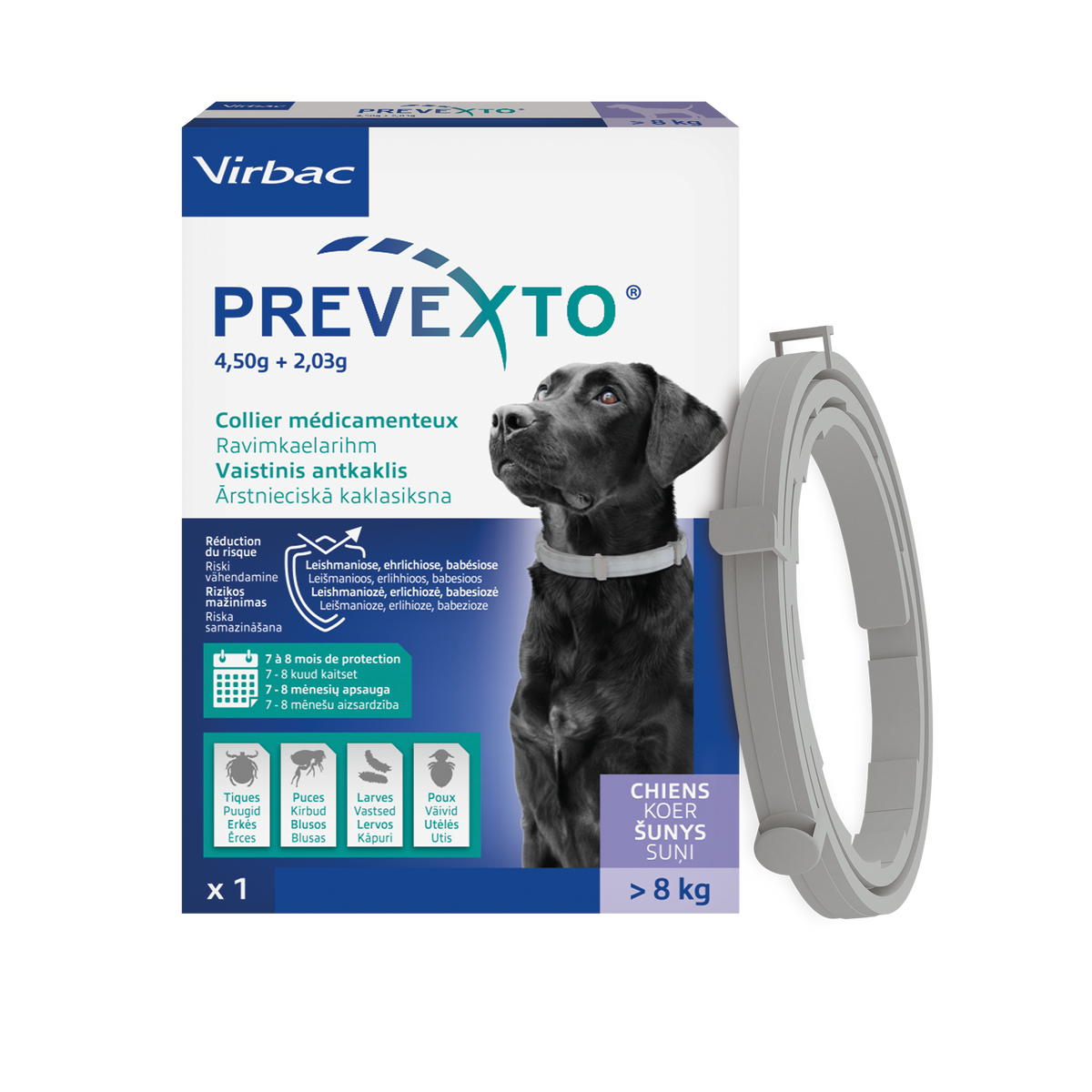 Prevexto collier médicamenteux antiparasitaire chien