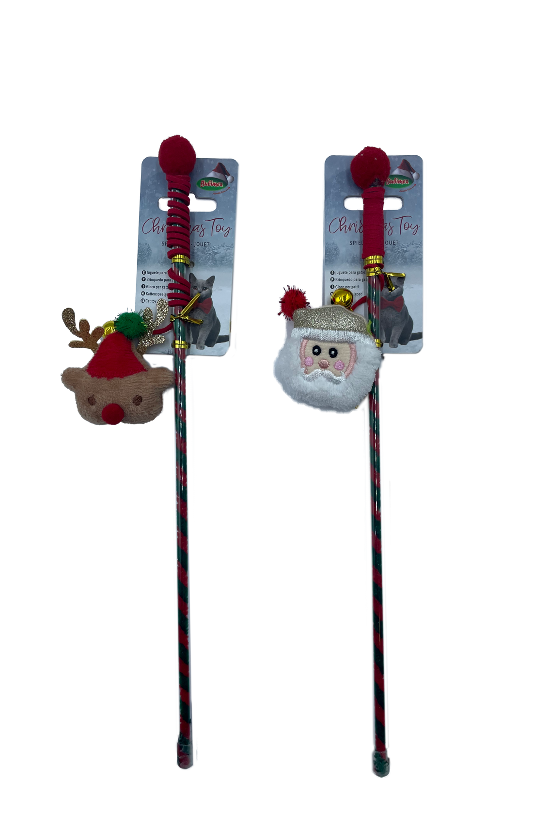 Canne à pêche peluche de Noël 40 cm chat