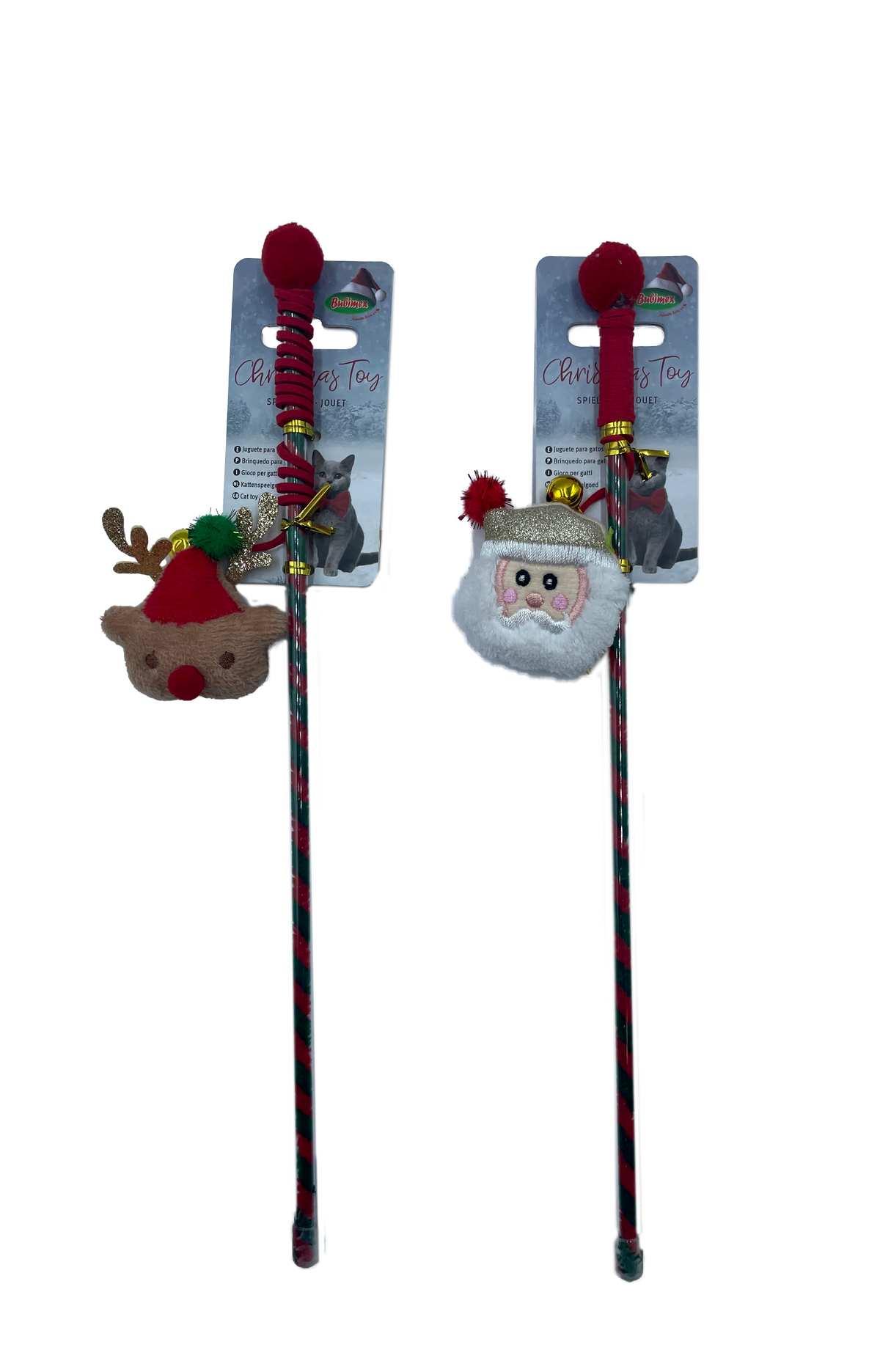 Canne à pêche peluche de Noël 40 cm chat
