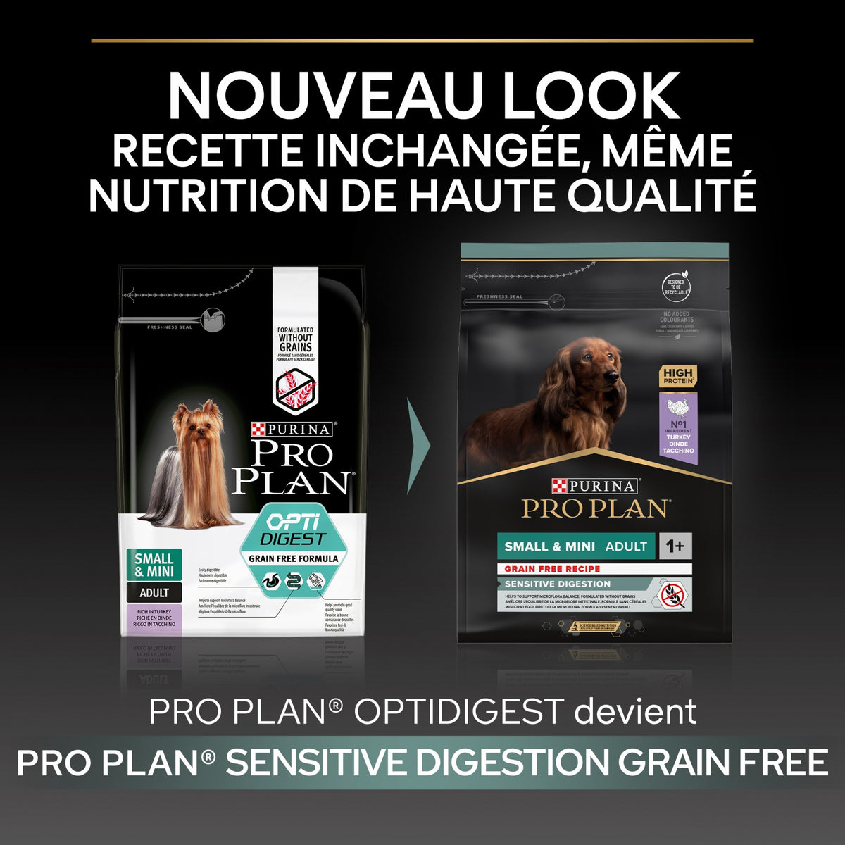 Pro Plan Sensitive Digestion No Grain Small &amp; Mini Adult à la dinde - croquettes chien
