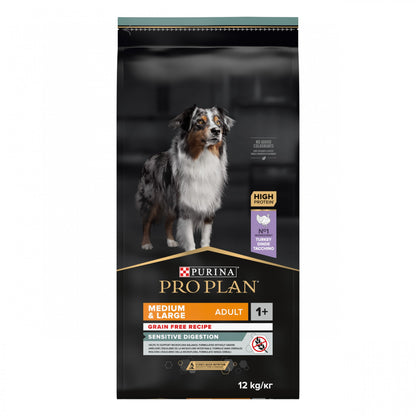 PRO PLAN Sensitive Digestion No Grain Medium &amp; Large Adult à la Dinde - Croquettes pour chien