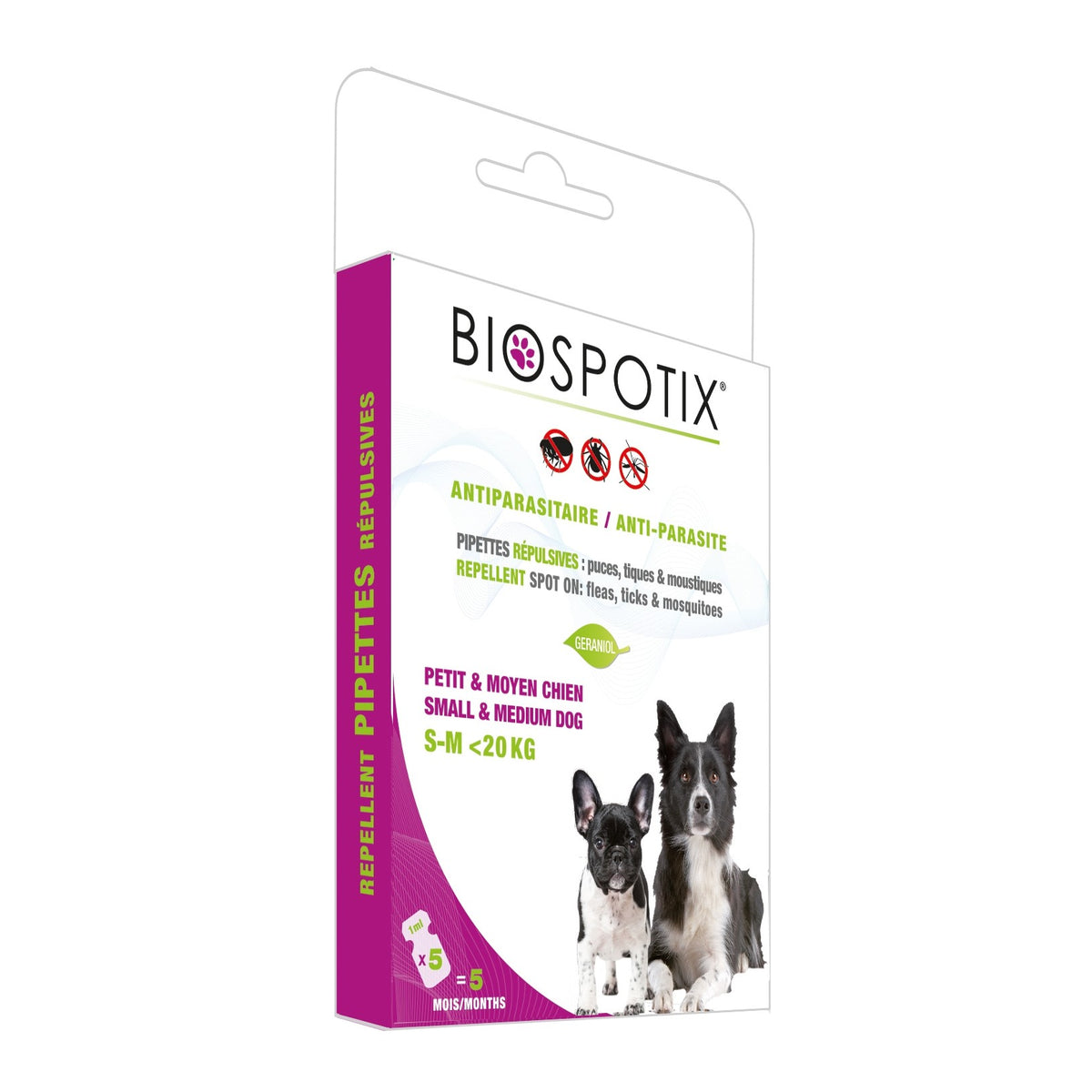 Pipettes antiparasitaires 100 % naturelles Biospotix chien