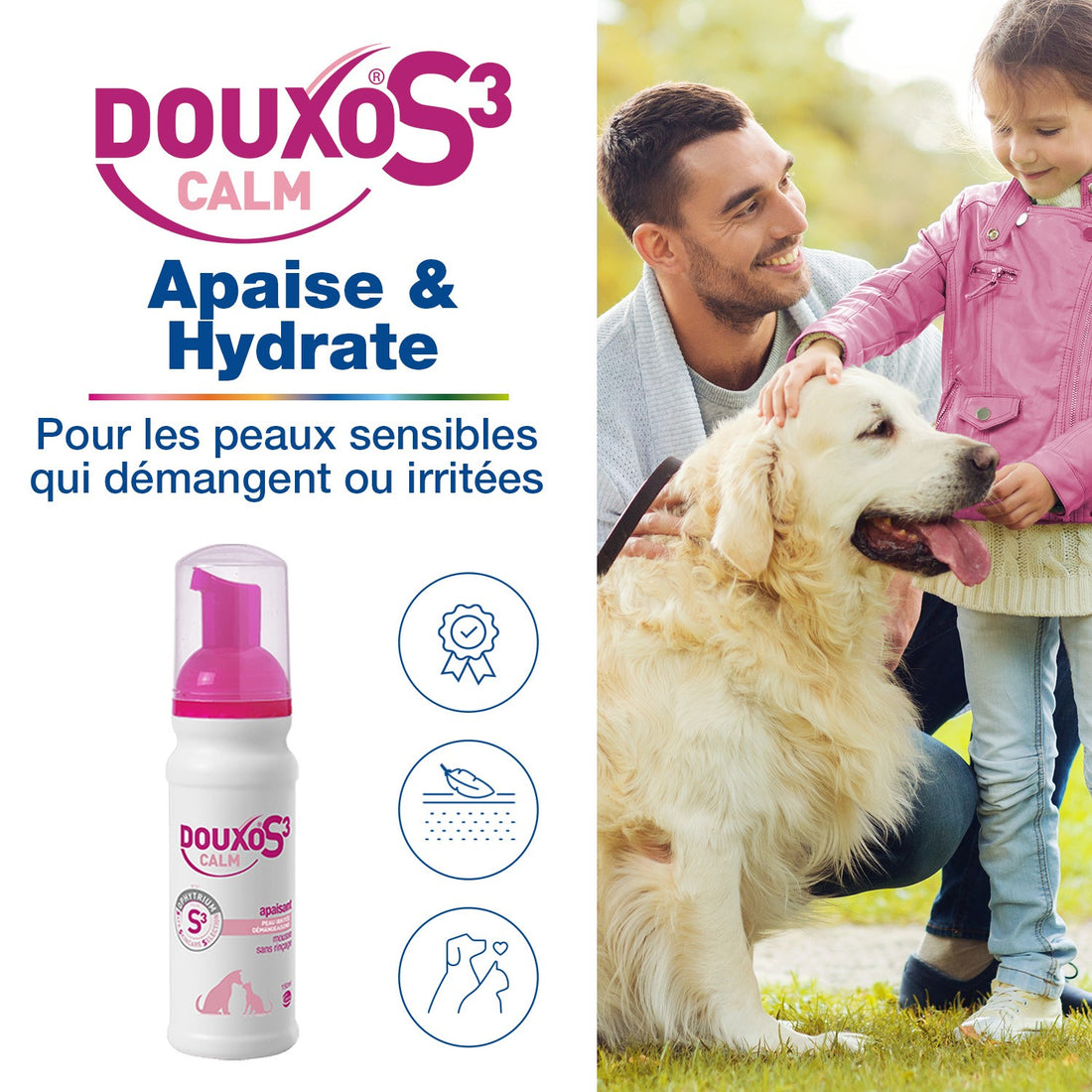 Douxo S3 Calm Mousse sans rinçage peau irritée et démangeaisons chat, chien