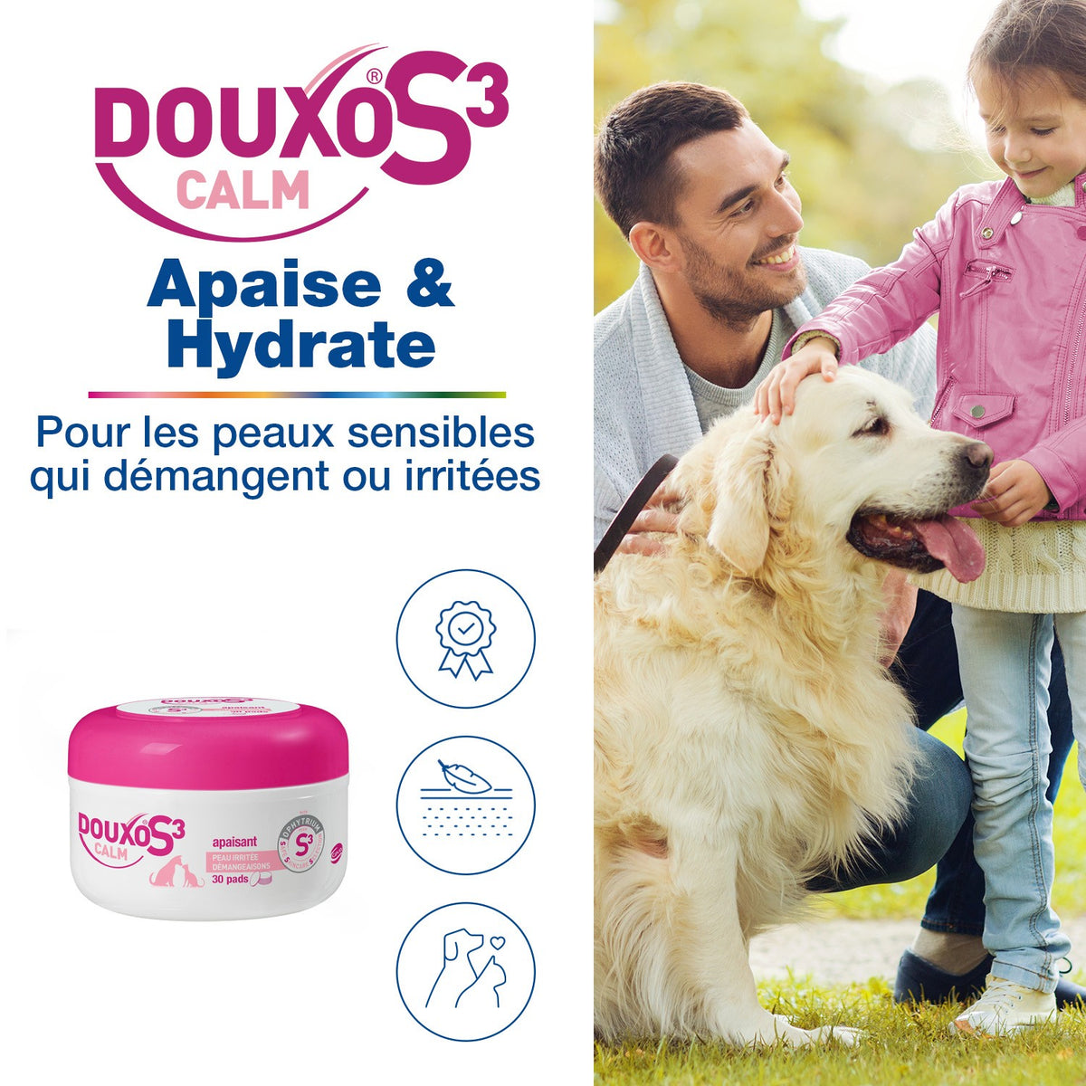 Douxo S3 Calm Pads disques nettoyants apaisants chien, chat