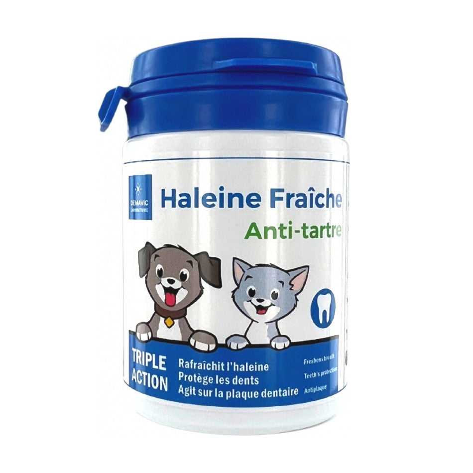 Poudre Haleine Fraîche Anti-tartre Triple action chien, chat
