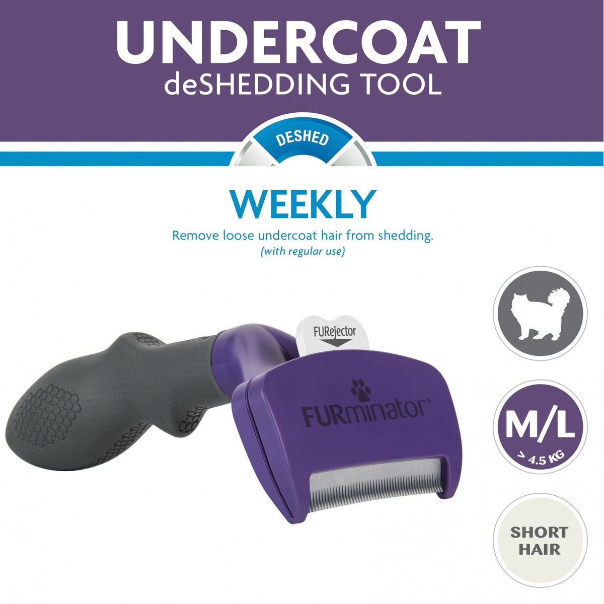 Brosse Furminator poils courts chien