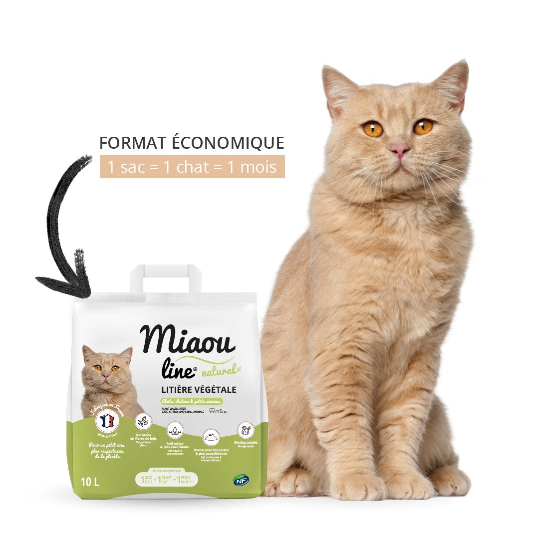 Litière végétale Miaou Line Natural - chat, chaton, rongeurs