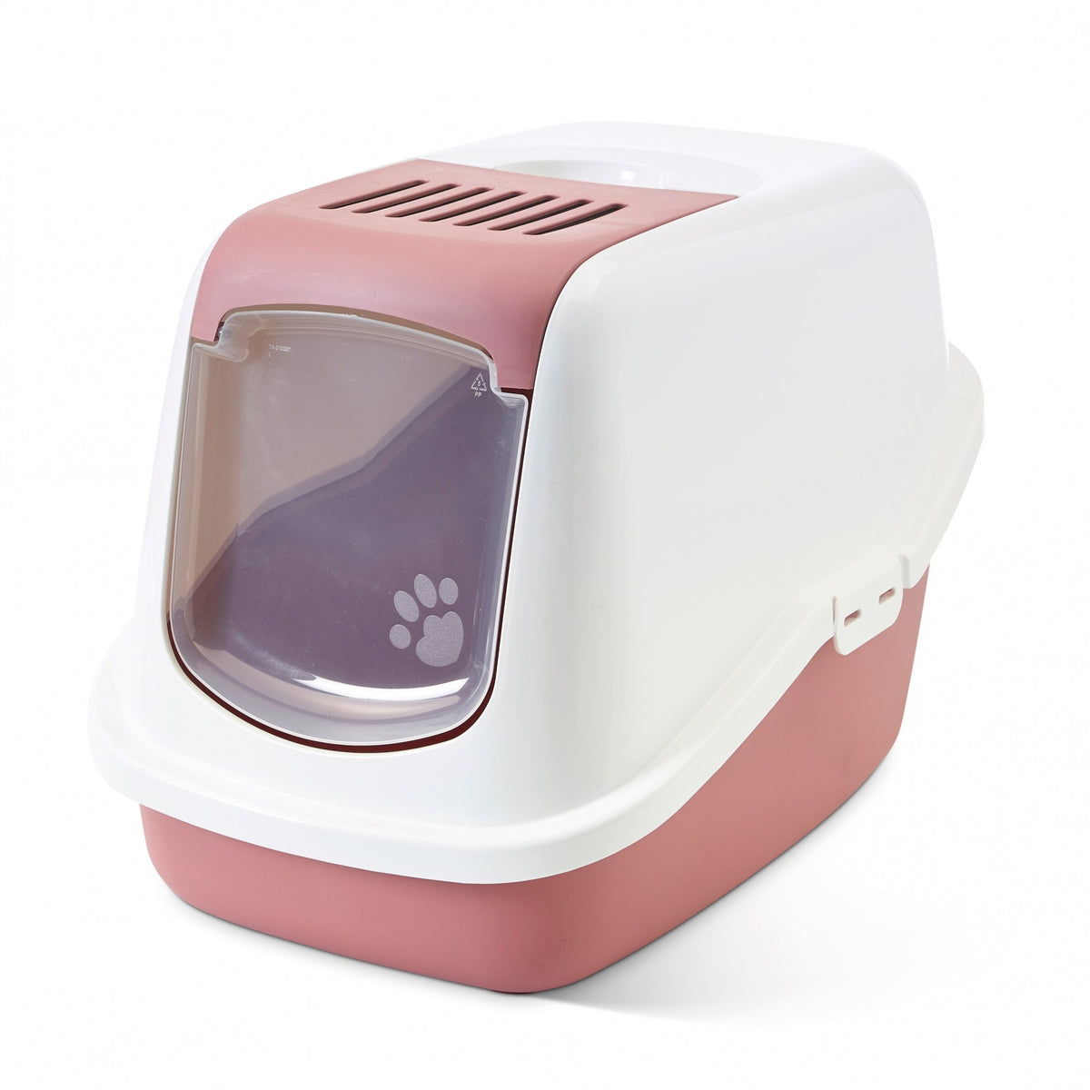 Maison de toilette Nestor Savic rose et blanche chat