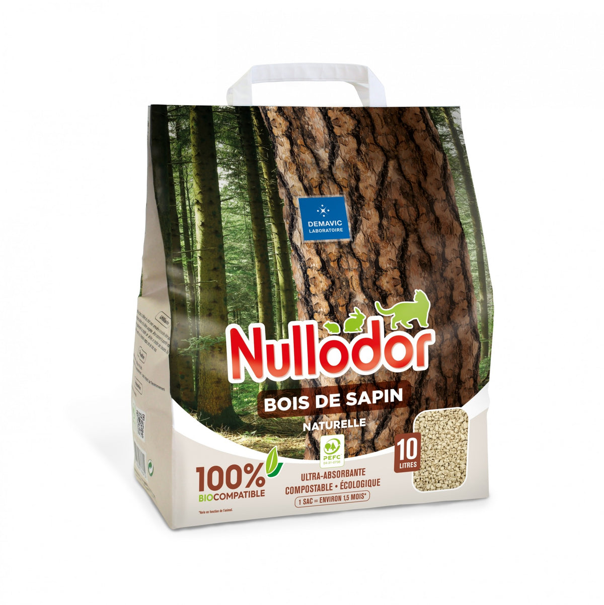 Litière Nullodor 100% naturelle - bois de sapin, chat &amp; rongeur