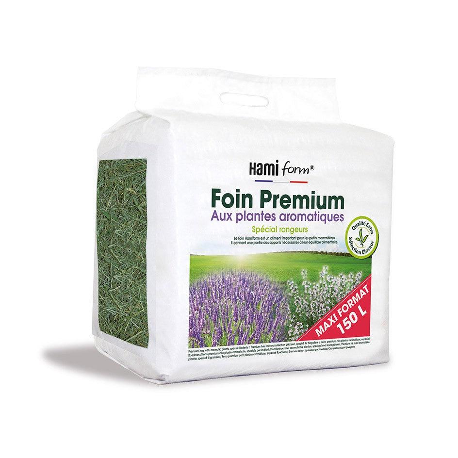 Foin premium aux plantes aromatiques - Maxi format 150 L rongeur