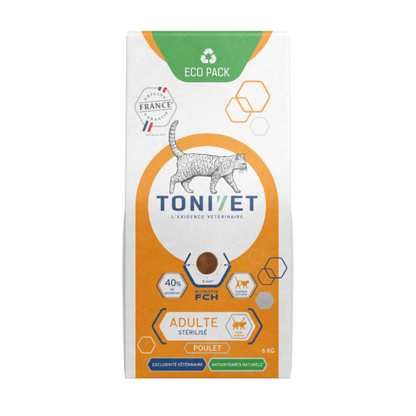 Tonivet Adulte Stérilisé au poulet - croquettes chat