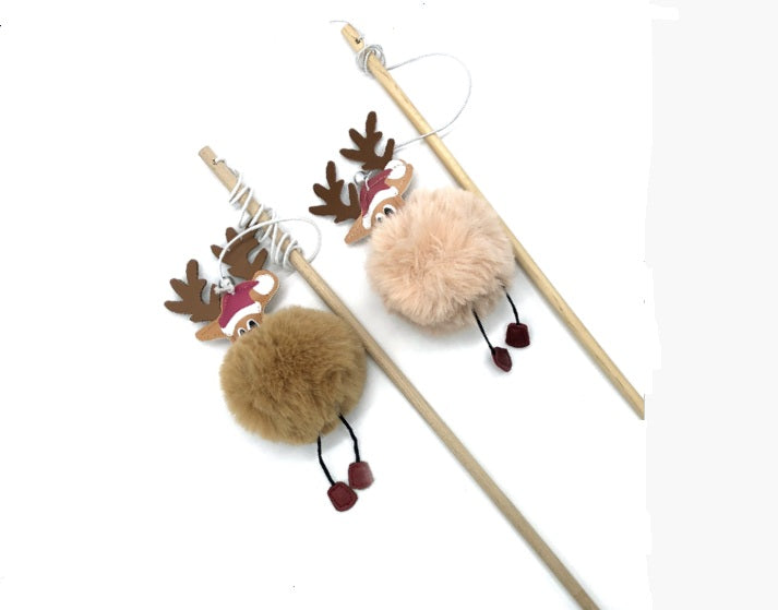 Canne à pêche de Noël XL avec peluche Renne chat