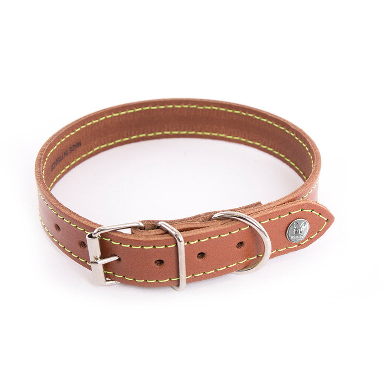 Martin Sellier - Chien - Collier cuir Flash couture fluo