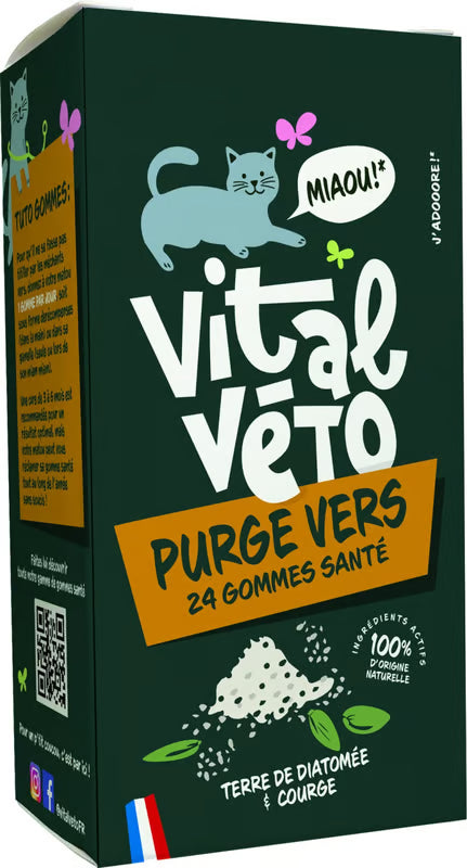 Vitalvéto Purge Vers - Gommes à mâcher pour chat - Antiparasitaires DLUO dépassée