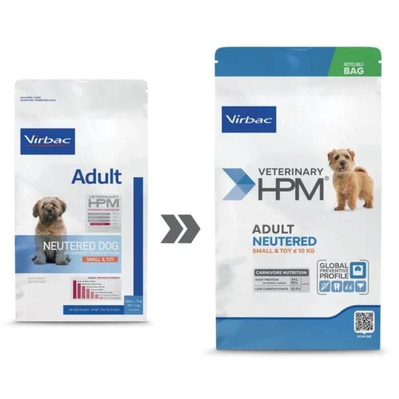 Veterinary HPM Adult Neutered Dog Small &amp; Toy - croquettes chien