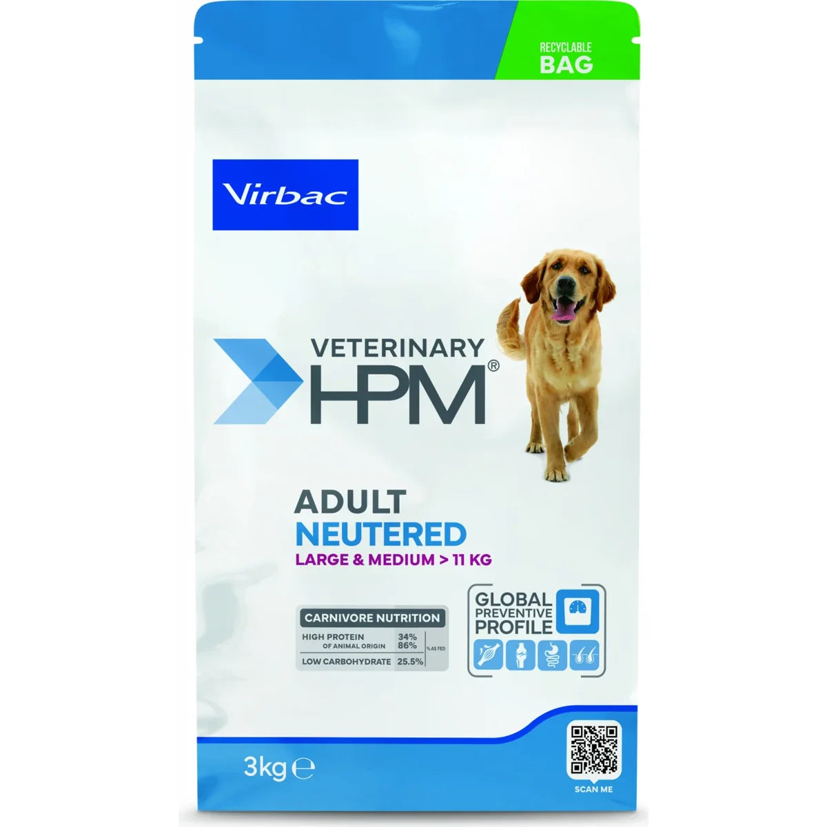 Virbac Veterinary HPM Adult Neutered Dog Large &amp; Medium - croquettes chien